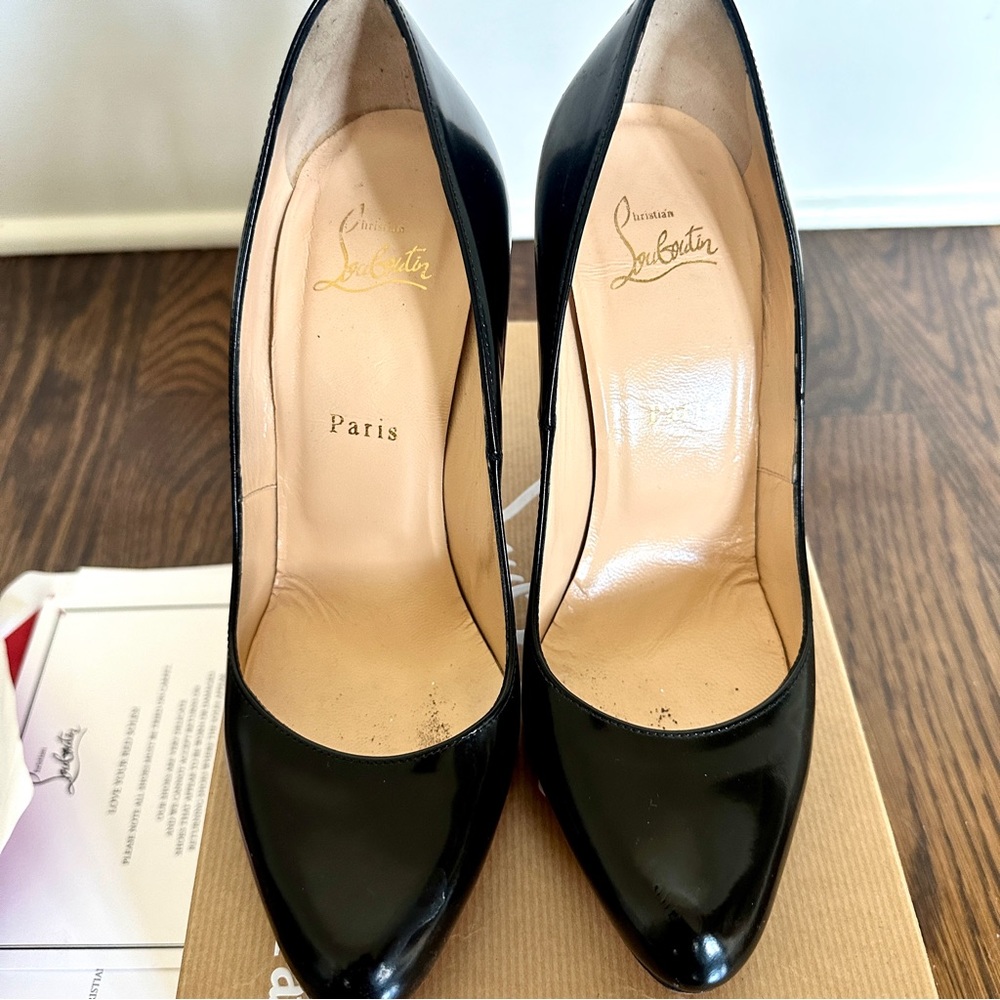 Christian Louboutin Décolleté 868 100 Jazz Black Calf Leather Heels Pumps 39 8 - Picture 8 of 15